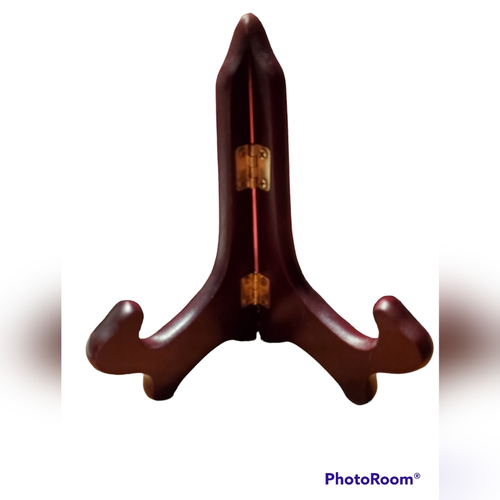 Wooden Walnut Enesco Vintage Plate Holder